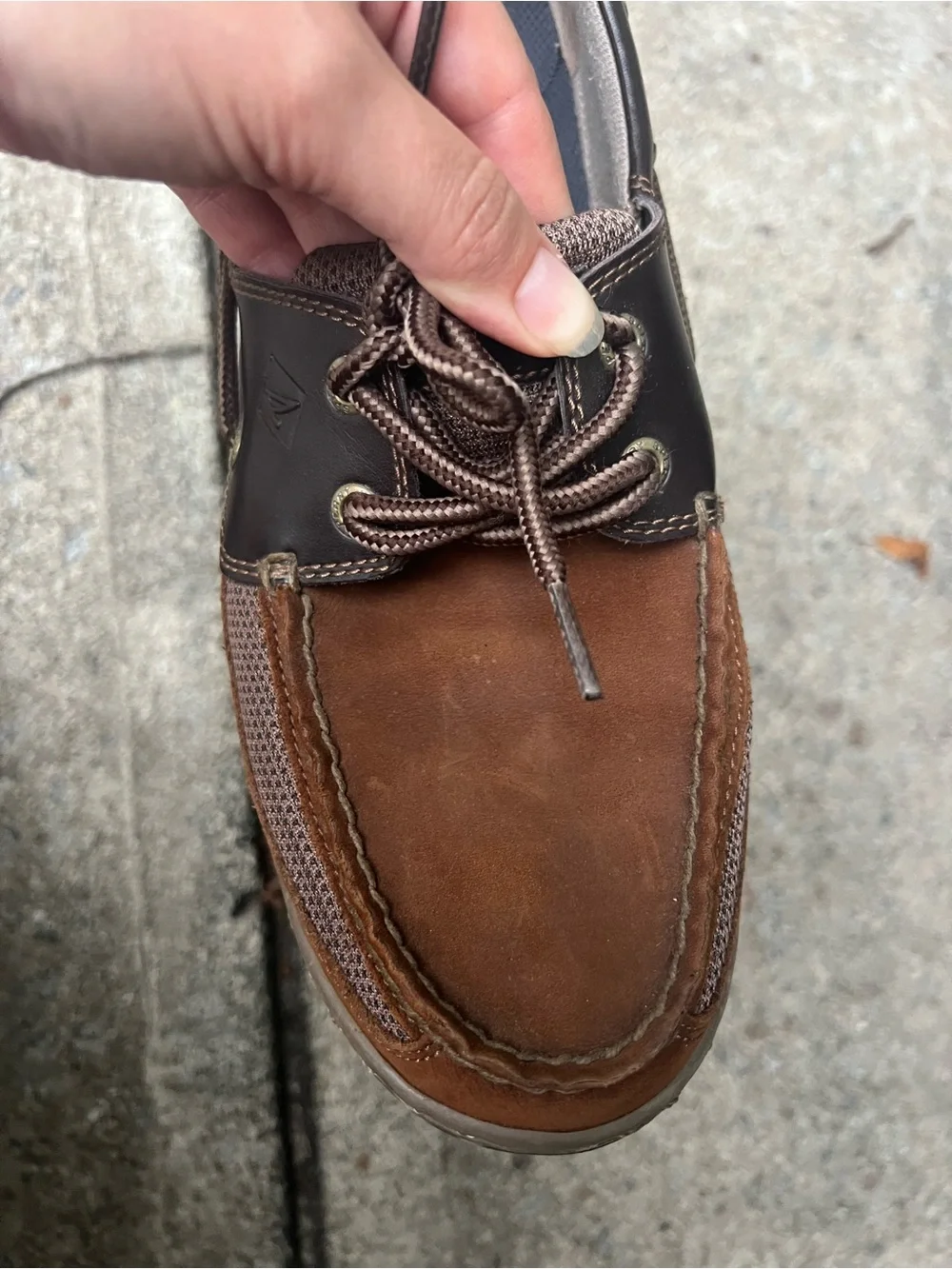 Sperry Topsider Two-Tone Brown Leather & Dark Brown Tarpon 2-Eye Boat Shoes 9
